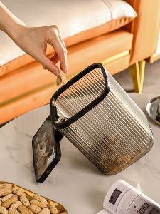 Mini Desktop Trash Can Square Plastic No-Cover Luxury Home Tabletop Storage Bucket Tea Table Waste Box Compact Size Household Cleaning Tool