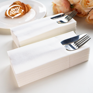 White Napkin With Built-in Flatware Pocket13x15.75inch50PCS.Prefoled Napkin Disposable for SilverwareWedding PartyEvents