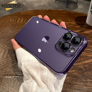 【Có Ống Kính Phim】kisscase Ốp Mạ Sang Trọng Chất Lượng Cao Kèm Kính Bảo Vệ Máy Ảnh Ốp Điện Thoại Cho iPhone 14 Pro Max 13 12 11 Ốp Mềm Chống Sốc Khung PC Cứng Mạ Điện TPU Mềm Trong Suốt