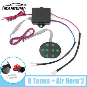 8 Tones Car Musical Air Horn Electric Snail Horn 12V 24V Car Electronic Sound Signal Speaker With 8 Sounds Control Box Button