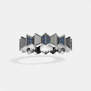 Geometric Wavy Blue Ring