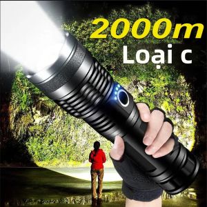 Mikenoon Đèn Pin LED USB Sạc Chiến Thuật Đèn Pin Đèn Siêu Tầm Xa Chống Nước Câu Cá Ngoài Trời Với Tiêu Điểm Có Thể Điều Chỉnh