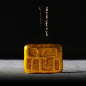 Fubixing Gilding Cultural Creative Yellow Bronze Paperweight Pen Holder Gold Ingot Solid Copper Calligraphy Materials Brass Paper Weight Pen Holder Creative Paperweight Calligraphy Supplies Pressure Paper Writing Brush Paperweight Chinese Style Copper Ing