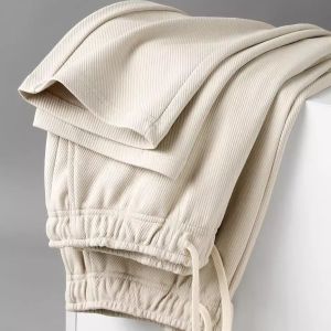 กางเกงขายาวทรงตรงลายทาง ทรงหลวม ทรงลำลอง สำหรับผู้ชายและผู้หญิง กางเกงขายาวทรงตรง 320 กรัม ทรงหลวม ทรงลำลอง สวมใส่สบาย