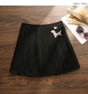 Váy Ngắn Xếp Ly Màu Xám Cạp Cao Cho Nữ Mùa Thu Phong Cách Mới Chống Ánh Sáng Choàng Váy Ngắn Cho Chó Dáng Chữ a