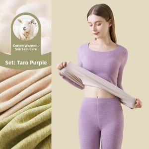 miiow | Thickened Fleece Warm Underwear Set For Women Cat Person Brand Sweet Style Long Sleeve Thermal Base Layer Shirt And Pants