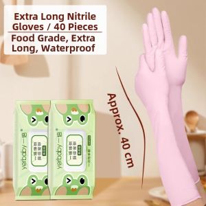 YERBABY | 16 Inch Long Nitrile Disposable Gloves for Kitchen Cleaning and Dishwashing