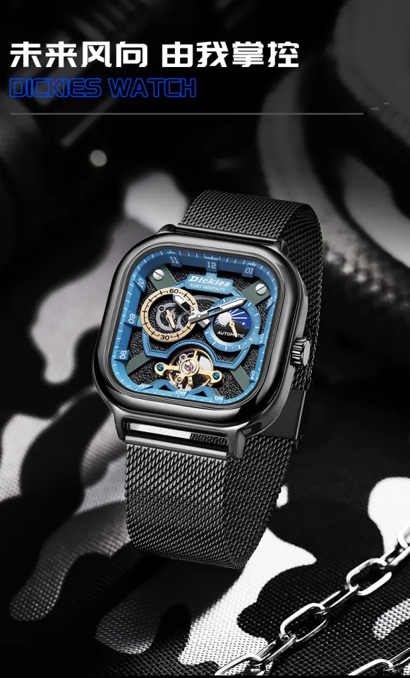 Dickies Men's Square Automatic Mechanical Watch with Flying