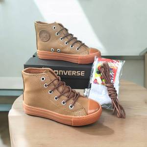 Sepatu anak kulit warna brown gum sneakers anak laki laki perempuan