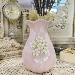 Bình cắm hoa hoạ tiết bông hoa nổi màu hồng đơn giản dễ thương-Flower vase with floating pink flower pattern simple and cute