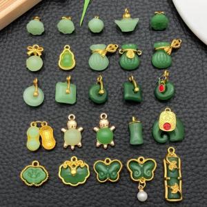 10/25 Chiếc Phong Cách Trung Hoa Bắt Chước Ngọc Hetian Hạt Đá Tự Nhiên Mặt Dây Chuyền Cho Dây Làm Vòng Cổ Bông Tai Vòng Tay Thủ Công