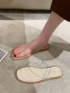 รองเท้าแตะผู้หญิงพื้นนุ่มใสแฟชั่นฤดูร้อน สายรัดแบบฝรั่งเศส รองเท้าแตะสไตล์โรมันชายหาดแบบสวมสบาย รองเท้าแตะสไตล์เกาหลี