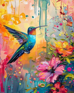 DIY Digital Oil Painting Hummingbird Oil Painting By Numbers Animal Bird Paint By Number Kit for Adults Flower Handpainted Gift