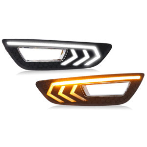 ROMADA | 2Pcs For Ford Focus MK3 2015 2016 Front Fog Lamp Cover White LED DRL Daytime Running Light Turn Signal Indicator
