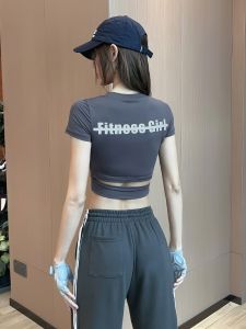 เสื้อยืดโยคะแขนสั้นทรงสลิมฟิตสำหรับผู้หญิง ฤดูร้อน 2023 แขนสั้น ทรงสลิมฟิต วิ่ง ออกกำลังกาย ลำลอง ยืดหยุ่น สวมใส่สบาย