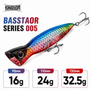 Kingdom | KINGDOM BASSTAOR 005 Topwater Popper Fishing Lure 95mm 110mm 130mm Hard Bait Seabass Lure Saltwater Long Casting Artificial Bait