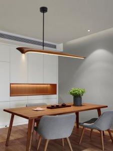 XIANGYUAN | Walnut Wood New Chinese Style Modern Antique Long Linear Dining Pendant Light