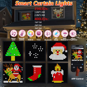 Smart Curtain Lights LED String Lights DIY Color Changing Window Fairy Lights Music Sync for Indoor Outdoor Backdrop Wall Decor
