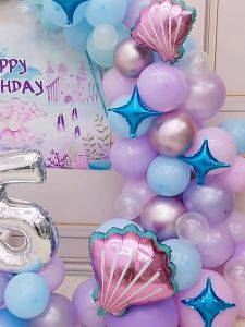 Disney S-Shaped The Little Mermaid Series Foil Balloons Arch Tail Princess Ariel Sea Shell Balloon Garland Ikan Duyung
