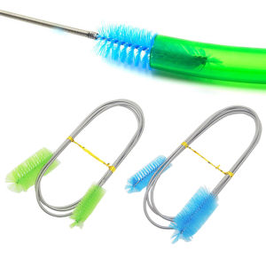 Aquarium Cleaning Brush for Water Filter Pump Lily Pipe Air Tube Hose Stainless Steel Fish Tank Brush Water Pump Accessories