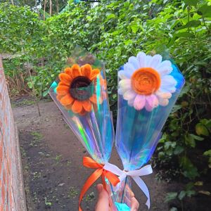 Buket bunga matahari/daisy kawat bulu 1 tangkai/ buket ulang tahun/hadiah sempro/wisuda/perpisahan/hari guru/hari ibu