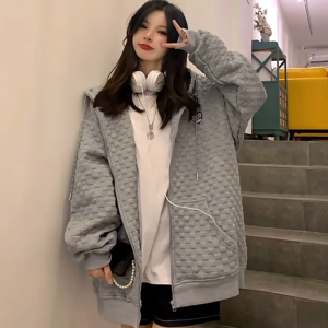 COD✅[24-hour delivery] Premium Trendy Waffle Heart Hooded Sweater Jacket Hoodie