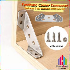HB Stainless Steel Corner Braces Furniture Fastener Joint Corner Connector for Shelf Cabinet Table Chair