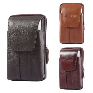 Mens Genuine Leather Waist Bag with Multiple Compartments Durable Crossbody Phone Pouch for Travel