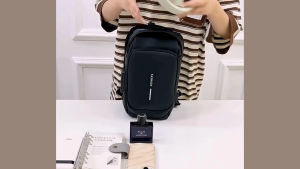 Waterproof USB Charging Crossbody Chest Bag with Scratch Resistant Coating for 13-14 Inch Laptops