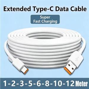 3m/5m/8m/10m/12m long USB Type C charging cable fast charging cable data cable for Samsung Xiaomi Huawei Android phone univers