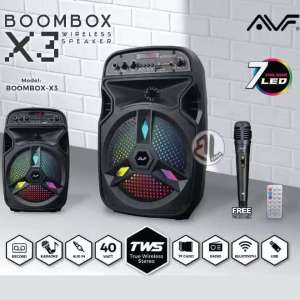 💯official AVF BOOMBOX-X3 Rechargeable Portable Wireless Bluetooth Speaker With Karaoke System With Wireless