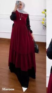 SENNA STORE DINDA MAXY Bahan Ceruty Babydoll Premium Ukuran M L XL Baju Gamis Wanita Terbaru 2023 Kekinian Nyaman Adem Polos Lengan Panjang Dress Wanita Simple Remaja Dewasa Trendy ootd Modis Elegan Fashion Muslimah Hijab Style Pusat Grosir Pakaian