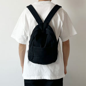 Backpack Mini Small Backpack Washed Canvas Outdoor Cycling Bag Pure Color Minimalist Japanese Style Small-Sized Backpack Bag for Student Tide