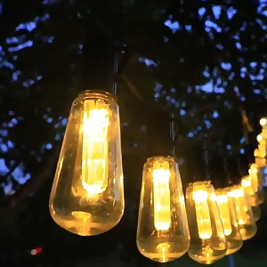 Solar Outdoor String Lights LED S14 Plastic Waterproof Patio Lights for Garden Yard Porch Wedding Party Decoration