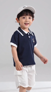 Set Baju Budak Lelaki Style Korea Baru Polo Short Sleeve Sulaman Kuda Sport Casual Baju Jalan Murah Seluar Pendek Pocket Sesuai Kanak 0-5 Tahun Mudah Cuci Tahan Lama