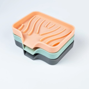 ถาดซิลิโคนวางสบู่ แผ่นซิลิโคนกันลื่น ขนาด 9x12x1.5cm