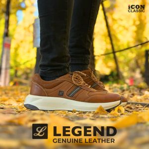LEGEND-130 Brown Mens Genuine Leather Casual Sneakers / Shoes