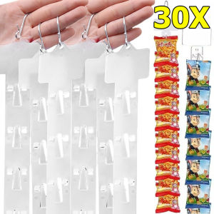 30 ชิ้น แถบแขวนอาหารบนชั้นวางซุปเปอร์มาร์เก็ต / ตะขอแขวนโชว์สินค้า / แถบแขวนอาหารสำหรับร้านค้าปลีกแบบอเนกประสงค์พร้อมตะขอ / แถบแขวนอาหารในซูเปอร์มาร์เก็ต