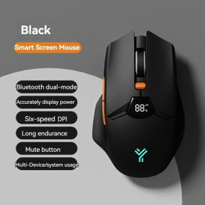 2.4G Bluetooth wireless mouse screen display power 600mAh large capacity battery light tone buttons for gaming and office