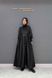 ชุดเดรสคอตั้งสุดเก๋ไก๋ ทรงหลวม ทรงเข้ารูป แขนยาว กระโปรงยาวปานกลาง ผ้าโพลีเอสเตอร์ผสม ฤดูใบไม้ร่วง 2022 ชุดเดรสแฟชั่น