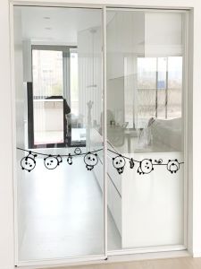Creative Panda Cartoon Stickers Decorative Wall Art for Living Room Kitchen Balcony Glass Door Protection Modern Minimalist Style PVC Material