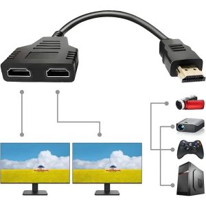 Hot! HD 1080P Splitter Dual Port 1 in 2 Out Cable Male To Female HDMI Adapter for Laptop TV Box Monitor HDMI-Compatible Splitter