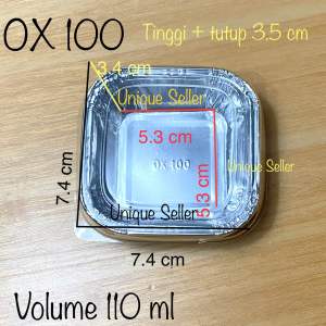 [Isi10] Aluminium Foil Cup OX 100 + Tutup Mika Bestfresh / Alufoil Tray Kotak Kecil OX 100 Tanpa Tutup Best Fresh / Aluminium Foil Cup OX100 + Tutup Mika 7x7 7.5x7.5 75x75 cm / Alufoil Tray Aluminium Foil Alufoil Pastel Tutup Kotak OX100