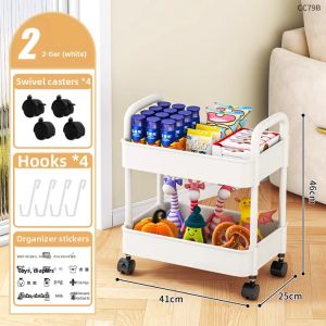 Multi-function Mobile Storage Trolley with Double Handles