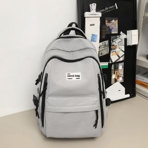 Large Capacity Backpack Men Waterproof Travel Backpack Minimalist Pure Color Junior High School Student College Students Bag Female