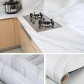 Wallpaper Dinding Putih Polos Bertekstur Motif Marmer Mewah Sticker Dekorasi Kamar Dan Ruang. 