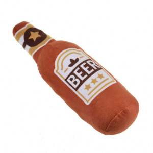 Funny Plush Dog Toys Beer Bottle Shaped Small Large Dogs Squeak Sound Clean Teeth Chew Toy Pets Interactive Playing Supplies