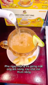 Trà Gừng Mật Ong Hòa Tan uống liền QNA 60g (12 Gói) | Hỗ Trợ Tiêu Hóa Làm Ấm Cơ Thể Dịu Cổ Họng