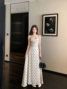 Dotted Satin Slim French Style Dress
