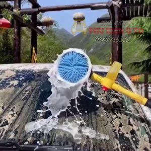 Dụng Cụ Rửa Xe Ô Tô Tự Xoay 360 Độ - Vòi CọCây Rửa Xe Hơi Kết Hợp Bàn Chải Tự Động Xoay Tròn 360 Tự Tạo Bọt